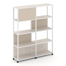 Shelf Mobile Стеллаж 5 уровней 2 секции VR.LT-STK-514.06 Денвер Светлый/Металл Белый/W-04 1170*400*2000 - Фото предпросмотра