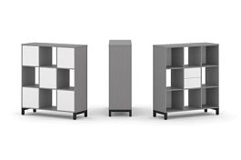 Стайл Проджект Набор стеллажа одностороннего, 3 яруса SN.NS-331 Серый Пепел/Белый/Металл Черный 1121 - Фото предпросмотра