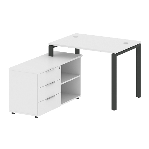 Metal System Р. ст. с тумбой на П-образном м/к БП.РС-СТС-2.1 (L) Белый/Антрацит металл 1100*1520*750 - Вид 1