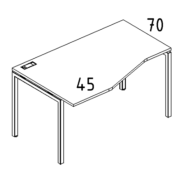 Стол эргономичный левый "Техно" на металлокаркасе DUE A4 А4 Б2 061 БП дуб / металлокаркас белый - Вид 3