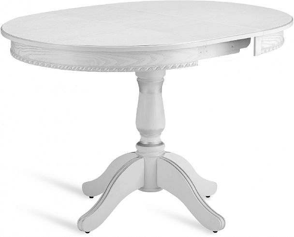 Стол деревянный раздвижной Вэлт D90(120)х90х76 Белый с серебряной патиной - Вид 2