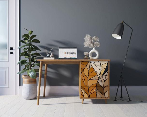 Стол рабочий Berber принт 08 с одной тумбой арт BB31/Print_08 - Вид 5