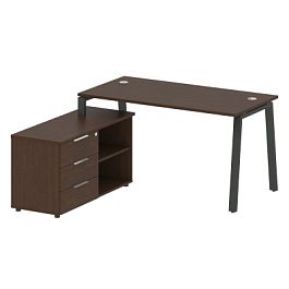 Metal System Р. ст. с тумбой на А-образном м/к БА.РС-СТС-2.3 (L) Венге/Антрацит металл 1500*1520*750 - Фото предпросмотра