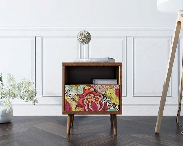 Тумбочка Berber с одним ящиком 6 принт арт BB06/Print_06, разноцветная - Вид 3