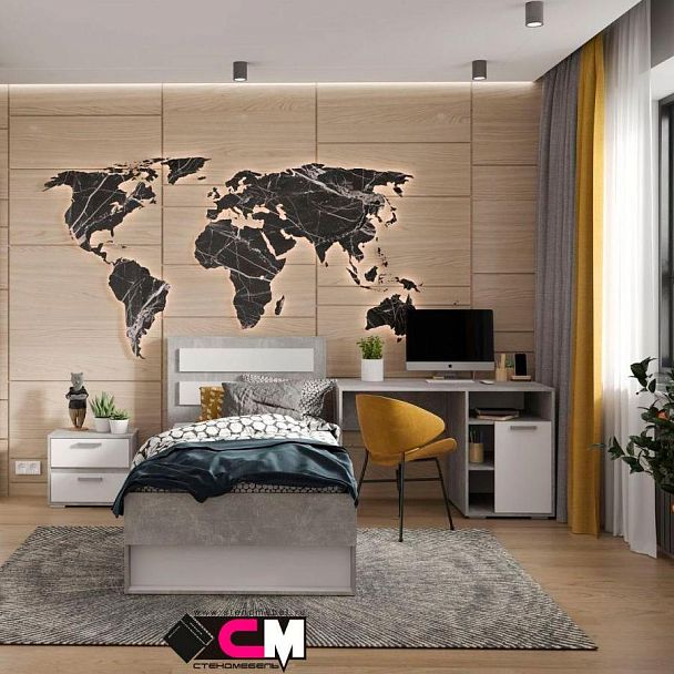 Денвер СТ-01 Стол Письменный (1200 х735х604) ателье светлый/белый - Вид 3