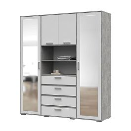 Денвер ШК-02 Шкаф с зеркалом (1800 х2020х504) ателье светлый/белый - Фото предпросмотра