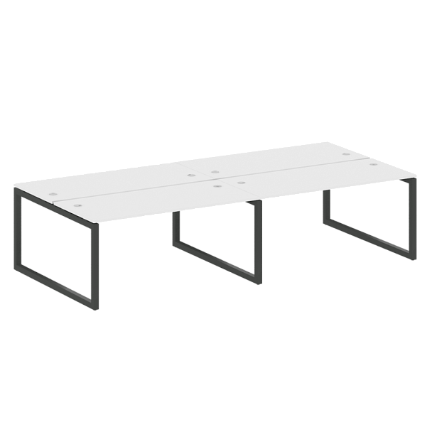 Metal System Quattro Р. ст. на 4 раб. места на О-образном м/к 50БО.СМ-4.4 Белый/Антрацит металл 3200*1475*750 - Вид 1