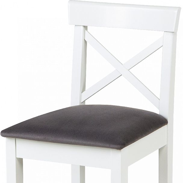 Стул деревянный полубарный Бергольф с мягким сиденьем Белый/Серый велюр - Вид 6