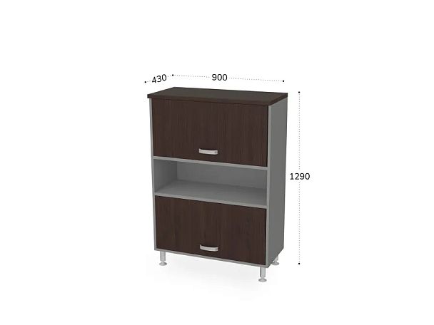 БЕРЛИН / BERLIN Шкаф с двумя лифт-дверями 900х430х1290 Венге/Серый - Вид 2