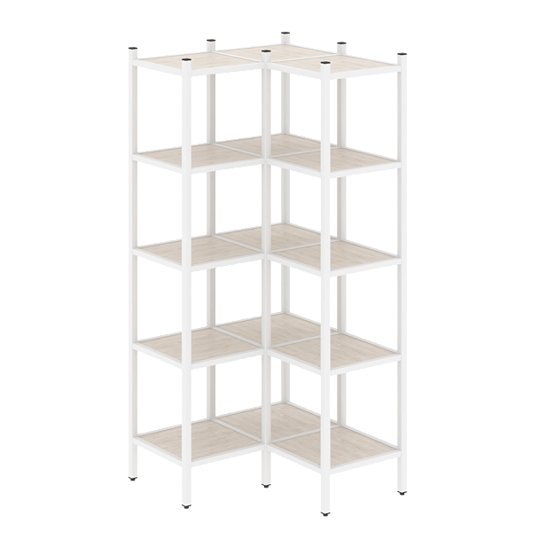 Loft Угловой внутренний стеллаж наборный VR.L-32 Денвер светлый/Белый металл 862*862*1869 - Вид 1