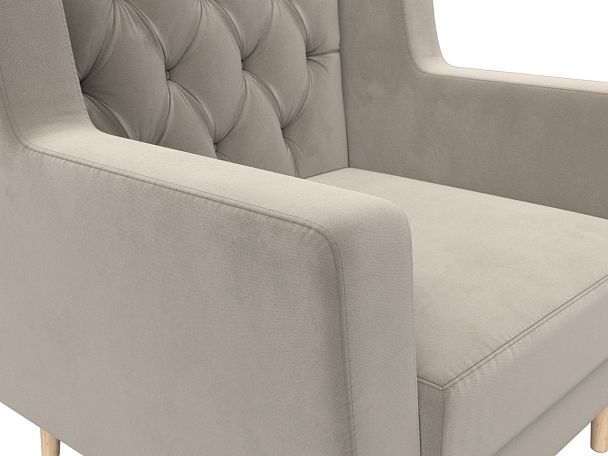 Кресло Брайтон Люкс (полностью микровельвет бежевый) - Вид 4