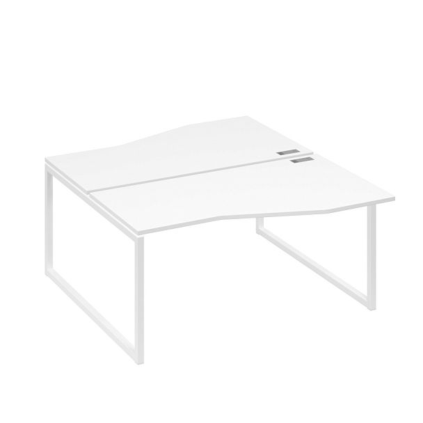 Станция каркас QUATTRO столы 2х160 Техно эргономичные A4 А4 Б4 191 БП белый премиум / металлокаркас белый - Вид 1