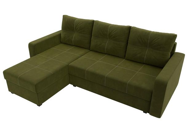 Диван угловой Ливерпуль Лайт левый угол Микровельвет зеленый - Вид 5