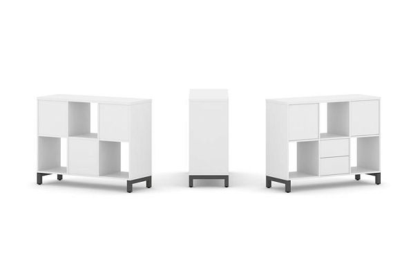 Стайл Проджект Набор стеллажа 1 сторон., 2 яр. SN.NS-231 Белый/Металл Антрацит 1121*400*881 - Вид 1