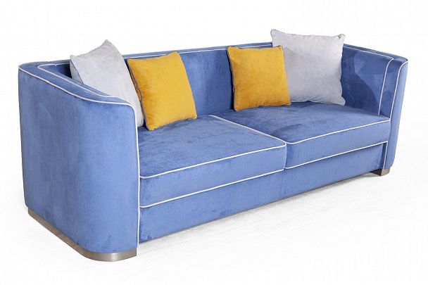 Komo диван-кровать трехместный, велюр синий - Вид 3