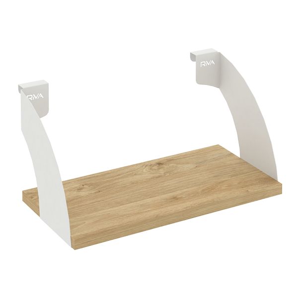 Навесные полки. Кронштейны+ЛДСП полка 400мм MAN-41-4 Тиквуд светлый/Белый металл 400*220*200 - Вид 1