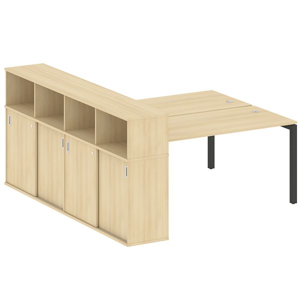 Metal System Quattro Р. ст. с шкафом-купе на П-образном м/к 50БП.РС-СШК-4.4 Т Акация/Антрацит металл 2010*2332*1098 - Вид 1