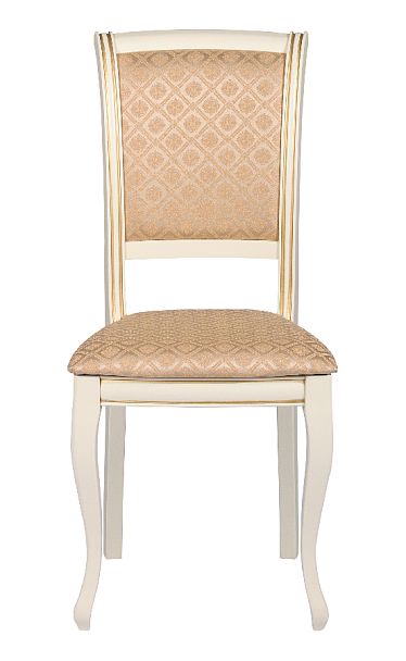 Обеденная группа стол Элат D90(130)х90х76 Слоновая кость с золотой патиной и 4 стула Арктос Слоновая кость с золотой патиной/Бежевый жаккард - Вид 8