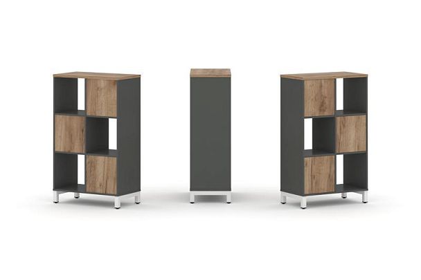 Стайл Проджект Набор стеллажа 1 сторон., 3 яр. SN.NS-321 Антрацит/Дуб Табак/Металл Белый 754*400*124 - Вид 1