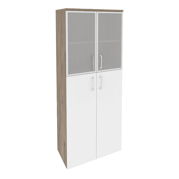 Onix Шкаф высокий широкий O.ST-1.7 R Тиквуд темный/Белый бриллиант 800*420*1977 - Вид 1