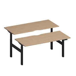 Рабочая станция на электроприводе с вырезами Elevo А2 ЧР 104.2 НД натуральный дуб / черный гладкий - Фото предпросмотра