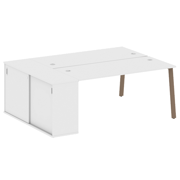 Metal System Р. ст. с шкафом-купе на А-образном м/к БА.РС-СШК-1.4 Т Белый/Мокко металл 2010*1475*750 - Вид 1