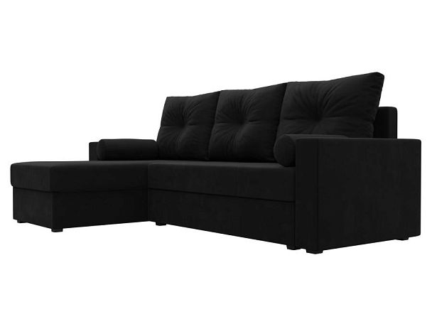 Диван угловой Верона Лайт угол левый (полностью вмикровельвет черный) - Вид 3