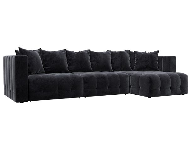 Диван угловой Лига-052 НПБ Лонг угол универсальный Велюр серый - Вид 1