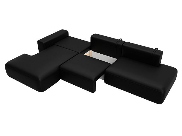 Диван угловой Лига-036 НПБ Модерн Лонг левый угол Экокожа черный - Вид 8