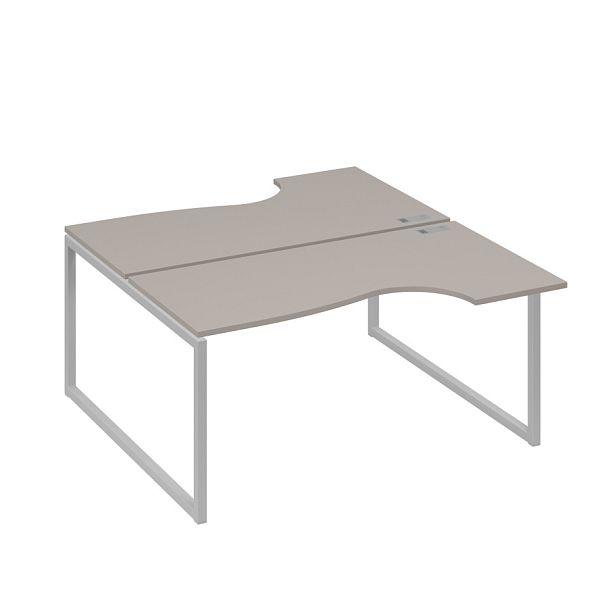 Рабочая станция (2х160) столы Классика опоры QUATTRO A4 А4 Б4 185 БП мокко премиум / металлокаркас серый - Вид 1