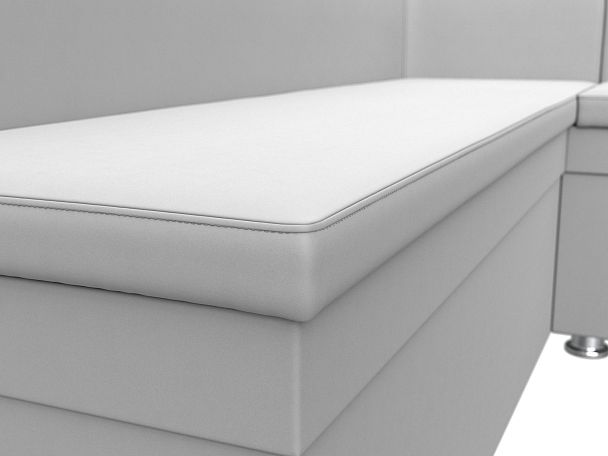 Кухонный угловой диван Уют правый (полностью экокожа белая) - Вид 4