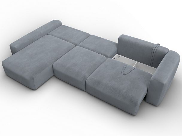 Диван угловой Лига-066 НПБ Лонг угол левый Велюр серый - Вид 10