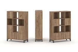 Стайл Проджект Набор стеллажа 2-х сторон., 4 яр. SN.NSD-431 Дуб Табак/Металл Антрацит 1121*400*1615 - Фото предпросмотра