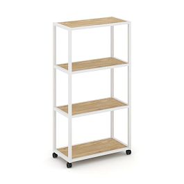 Shelf Mobile Стеллаж 4 уровня 1 секция VR.LT-STK-401.08 Тиквуд Светлый/Металл Белый 800*400*1523 - Фото предпросмотра