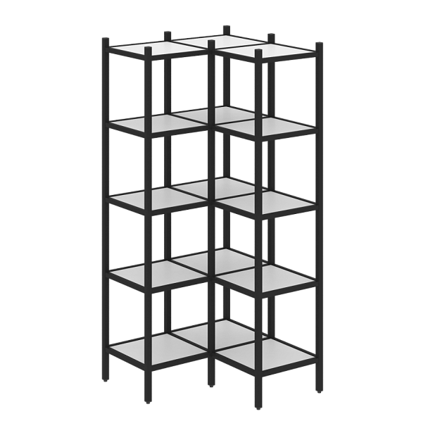 Loft Угловой внутренний стеллаж наборный VR.L-32 Белый бриллиант/Чёрный металл 862*862*1869 - Вид 1