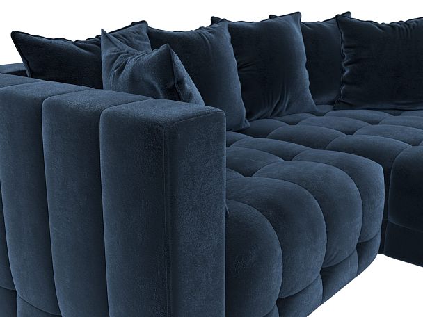 Диван угловой Лига-052 НПБ угол универсальный Велюр синий - Вид 4