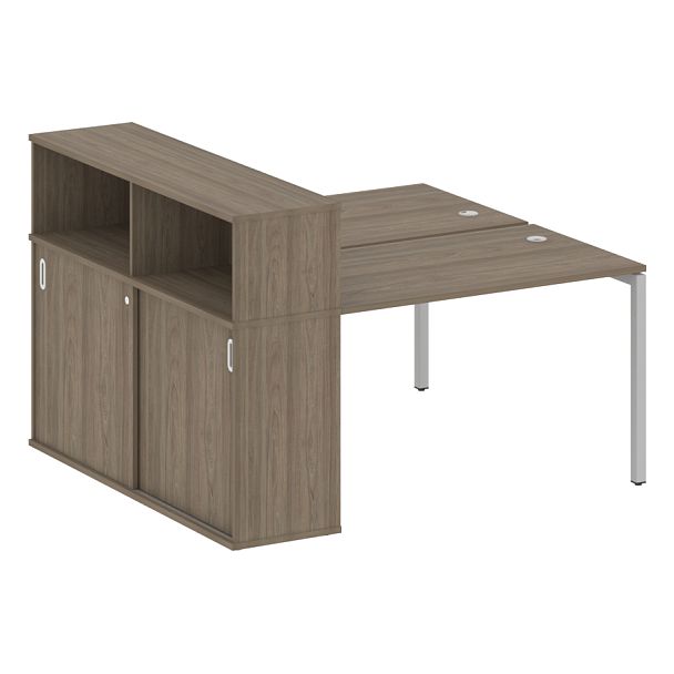 Metal System Quattro Р. ст. с шкафом-купе на П-образном м/к 40БП.РС-СШК-2.2 Т Вяз/Серый металл 1610*1475*1098 - Вид 1