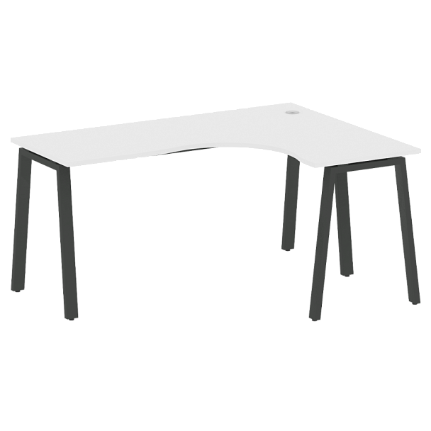 Metal System Стол криволинейный правый на А-образном м/к БА.СА-4 (R) Белый/Антрацит металл 1600*1200*750 - Вид 1