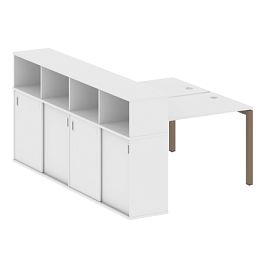 Metal System Quattro Р. ст. с шкафом-купе на П-образном м/к 50БП.РС-СШК-4.2 Т Белый/Мокко металл 1610*2332*1098 - Фото предпросмотра