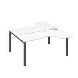 Рабочая станция UNO (2х160) со столами эргономичными A4 А4 Б1 182 БП белый премиум / металлокаркас антрацит - Фото предпросмотра