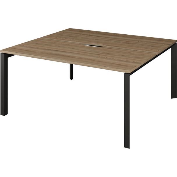 Бенч двойной на 2 рабочих места на металлокаркасе НТМП.П.Б2-160 Дуб сафари/Антрацит 1600x1496x750 Аргентум-МП - Вид 1