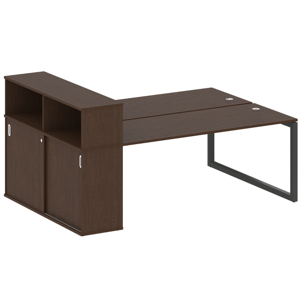 Metal System Quattro Р. ст. с шкафом-купе на О-образном м/к 50БО.РС-СШК-2.5 Т Венге/Антрацит металл 2210*1475*1098 - Вид 1