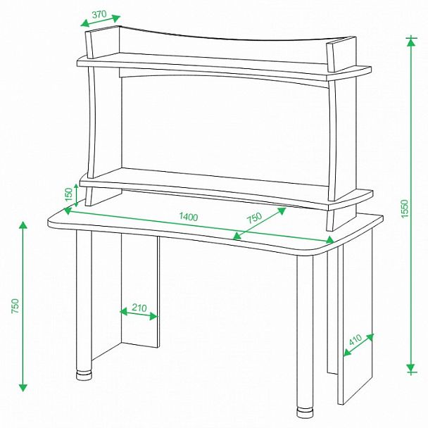 Стол офисный Домино Lite СКЛ-Софт140+НКИЛ140 Шамони - Вид 2