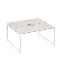 Рабочая станция (2х160) с опорами QUATTRO A4 А4 Б4 175 БП дуб / металлокаркас белый - Фото предпросмотра