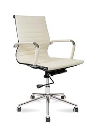Кресло офисное / Техно LB / хром / слоновая кость экокожа - Фото предпросмотра