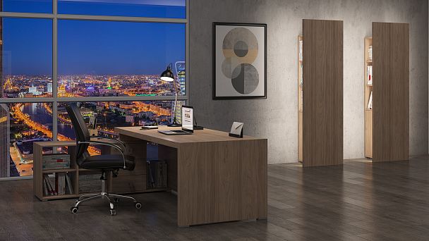 Шкаф средний Solid 131x45x137 светлый дуб - Вид 2