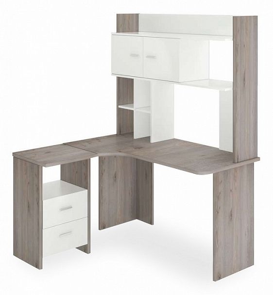 Стол компьютерный Нельсон Lite СКЛ-Угл130+НКЛХ-130 Белый/Нельсон левый - Вид 1