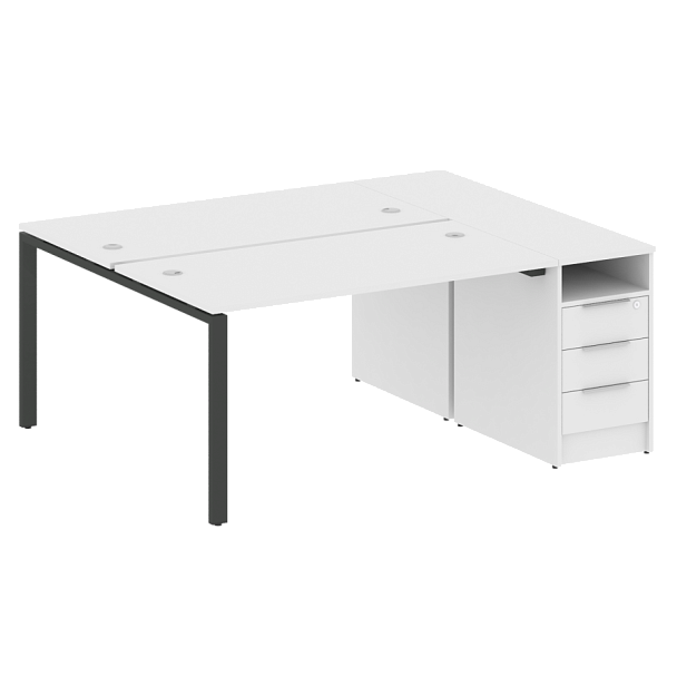 Metal System Р. ст. с тумбой на П-образном м/к БП.РС-СТП-2.3 Белый/Антрацит металл 1812*1475*750 - Вид 1