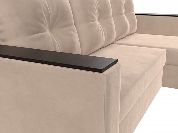 Угловой диван Атланта Лайт Б/С правый (полностью велюр бежевый) - Вид 4