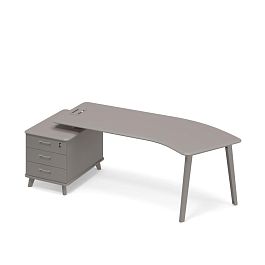 Стол руководителя левый эргономичный на тумбе малой тип 5 Time metal ТМ М1 131 МП ВЛ ВЛ мокко премиум - Фото предпросмотра